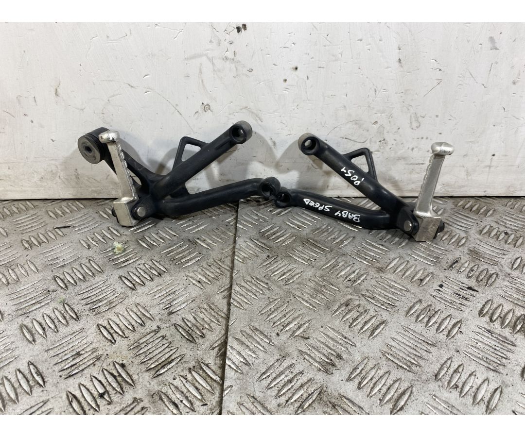 Coppia Pedane Poggiapiedi Passeggero Triumph Baby Speed 600 Dal 2002 al 2003  1744035690353